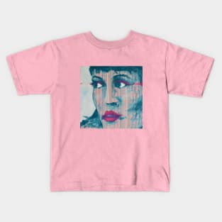 "A Girl with purple makeup" portrait painting Kids T-Shirt